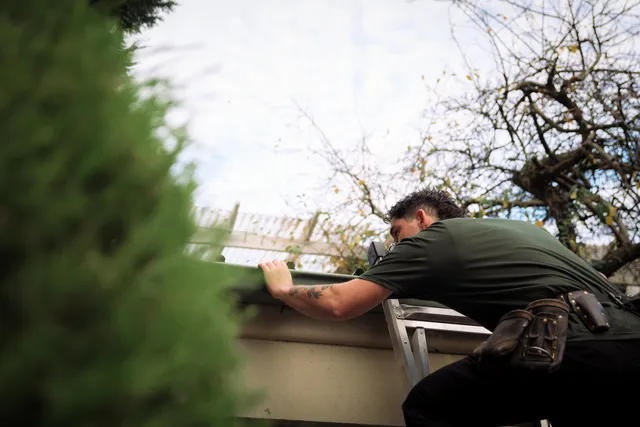 Checking a roof gutter line