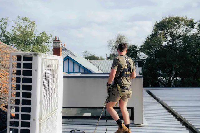 Walking a metal roof on a Melbourne job
